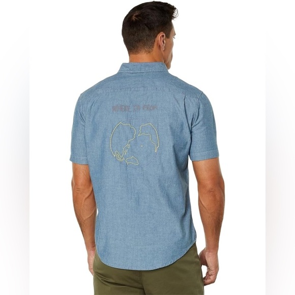 Levi’s Men’s Shirt Short Sleeve Classic Embroidered Chambray Size Medium - Picture 1 of 8